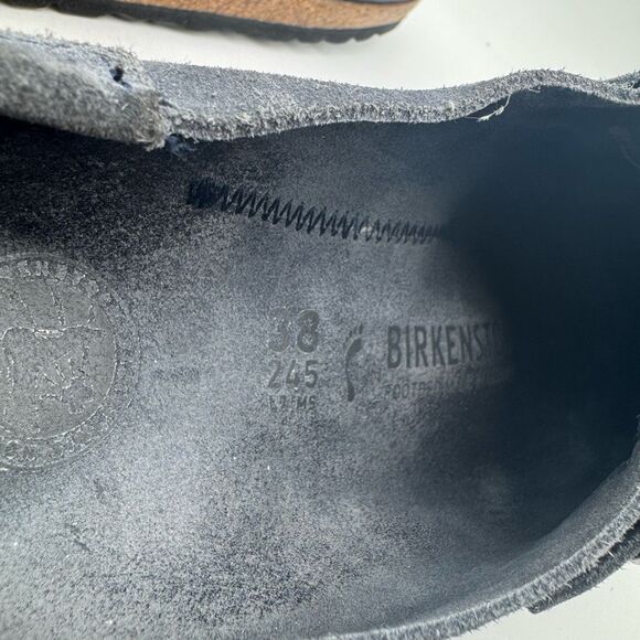 Birkenstock Shoes Womens 38 US 7 Buckley Suede Leather Navy Slip On Mule Clogs - Picture 7 of 7